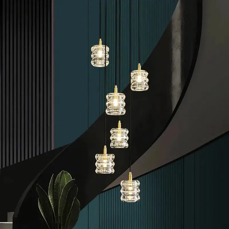 Copper Staircase Lighting Indoor 6/10 Heads — Seus Lighting LED Pendant Lights  3000K