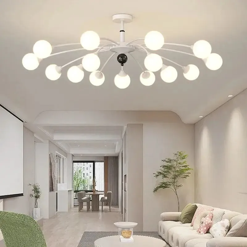 Modern Flush Mount Chandelier Beige/Silver Colors — Seus Lighting LED Pendant Lights  3000K