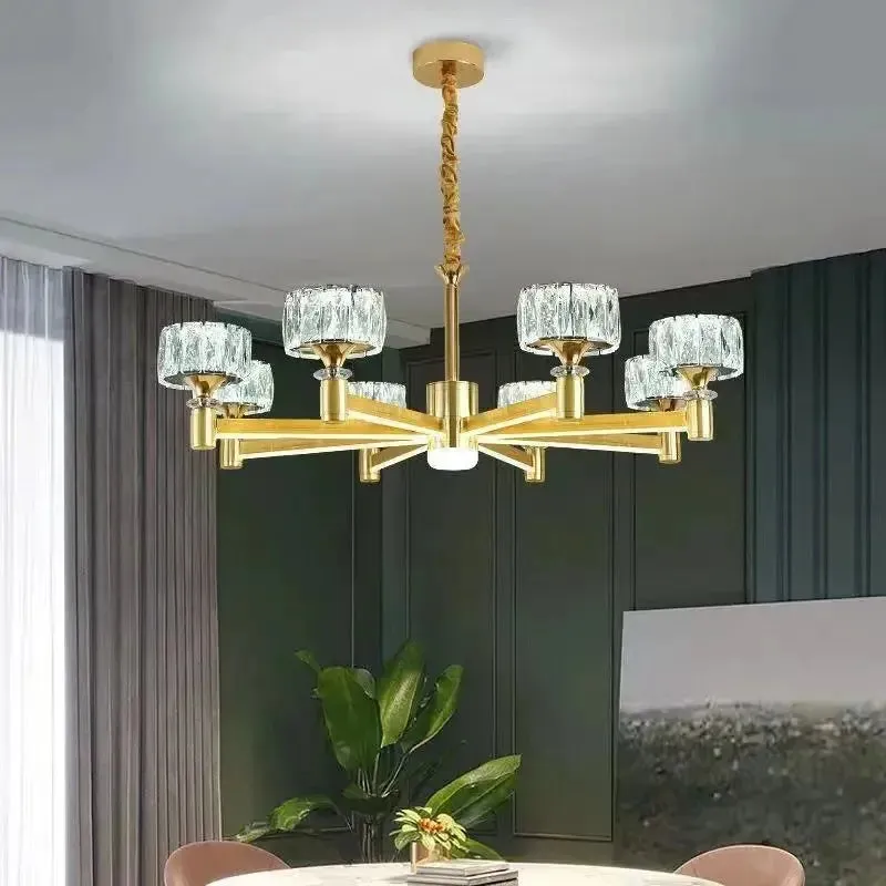 Luxury Led Crystal Chandelier Black/Gold Color — Seus Lighting LED Pendant Lights  