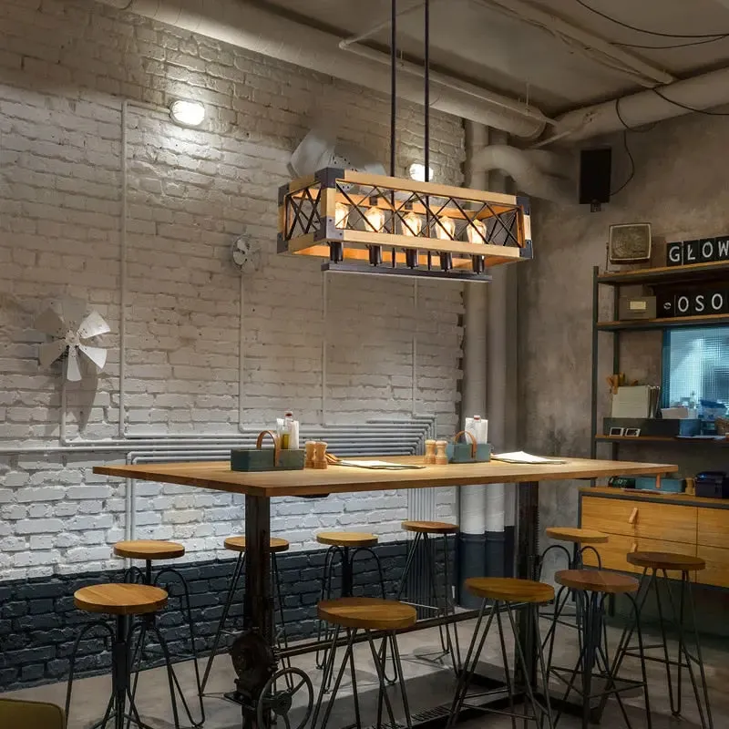 Wood Rustic Chandeliers for Dining Room — Seus Lighting LED Pendant Lights  