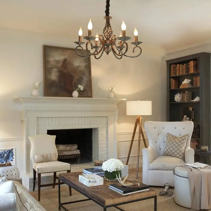 Modern Bronze Rustic Chandeliers 6/8 Heads — Seus Lighting LED Pendant Lights 25.0W 