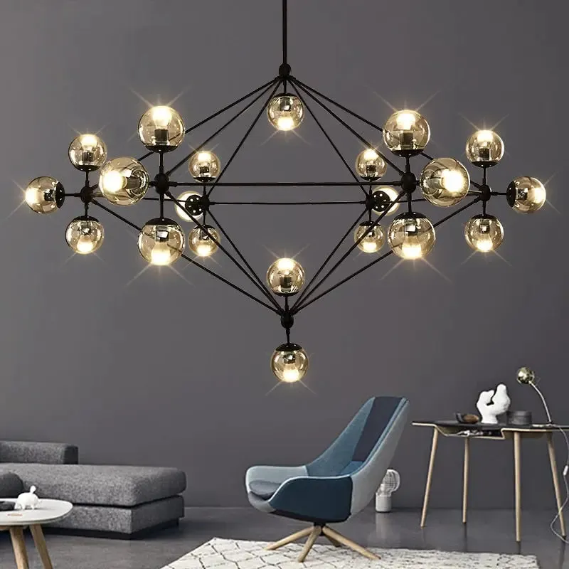 Contemporary Black Chandeliers 15/21 Heads — Seus Lighting LED Pendant Lights  