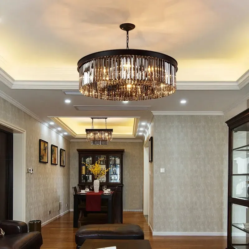 Lucinda Black Crystal Chandelier — Seus Lighting LED Pendant Lights  3000K