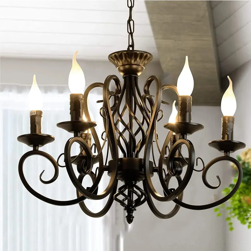 Hazel Black Rustic Outdoor Chandelier - Indoor Chandelier — Seus Lighting LED Pendant Lights  