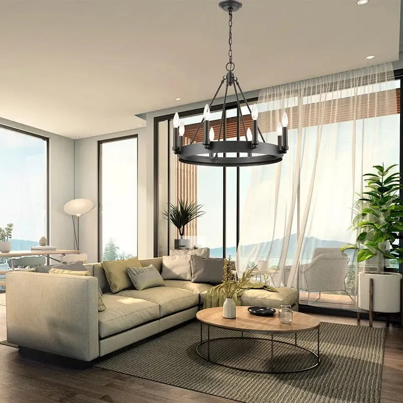 Neva Round Rustic Chandelier — Seus Lighting LED Pendant Lights  