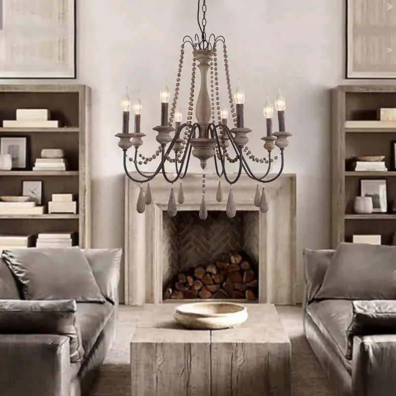 Rose Wooden Large Rustic Chandelier — Seus Lighting LED Pendant Lights  