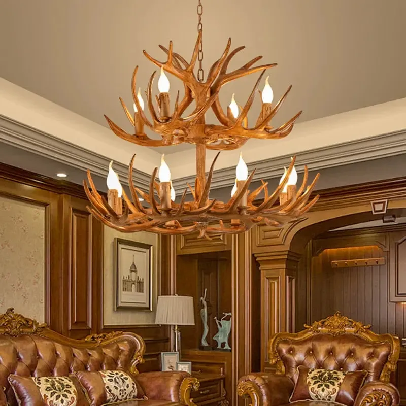 Zoey Resin Moose Antler Chandelier — Seus Lighting LED Pendant Lights  
