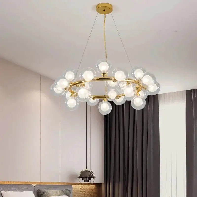 Violet Gold Glass Bubble Chandelier — Seus Lighting LED Pendant Lights  