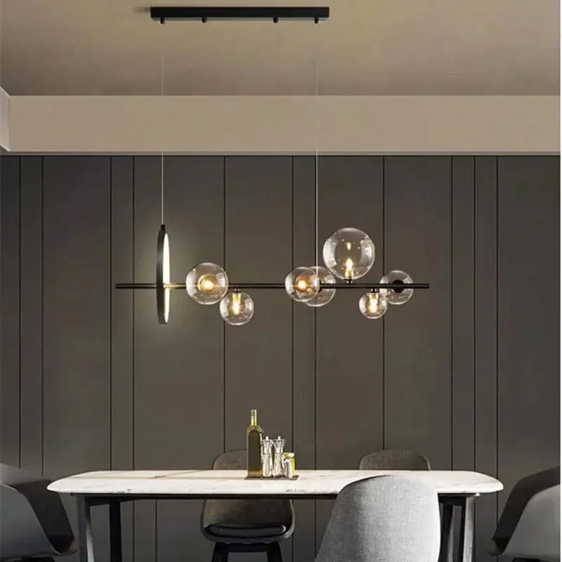 Modern Black Glass Chandelier — Seus Lighting LED Pendant Lights  2700K