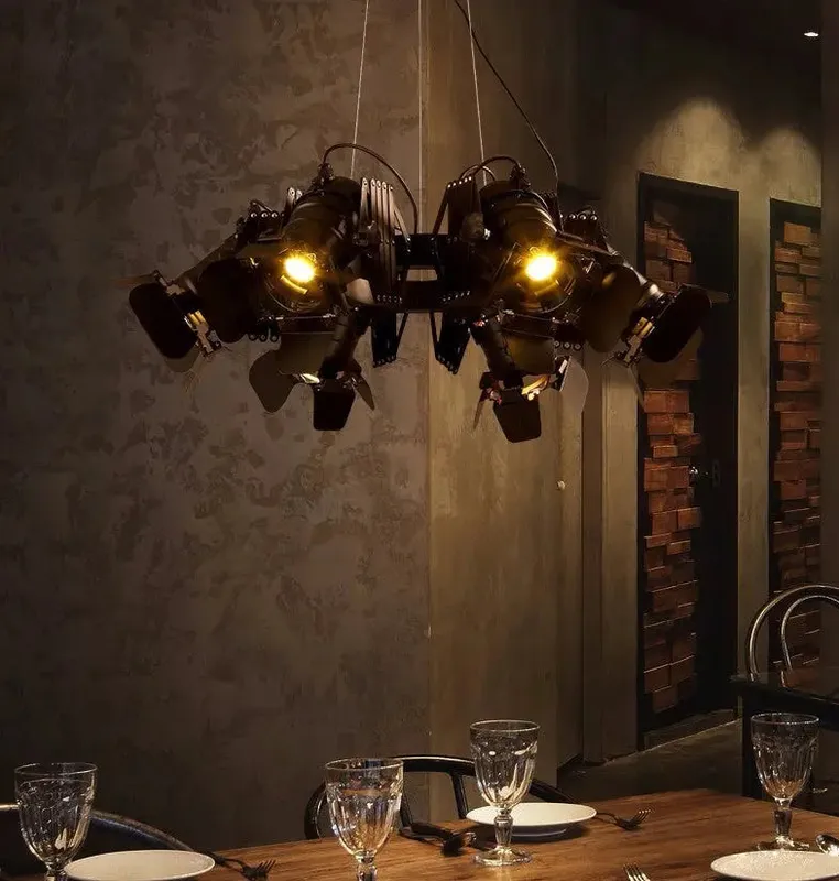 Lustra Black Industrial Chandelier — Seus Lighting LED Pendant Lights  