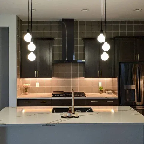 3 Pendant Cluster: Black with White 5" Globes — Hangout Lighting LED Pendant Lights  3500K