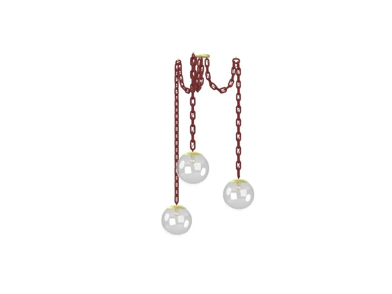 3 Pendant Thick Crimson Chain Swag - Brass, 12" Glass Globes — Hangout Lighting LED Pendant Lights  