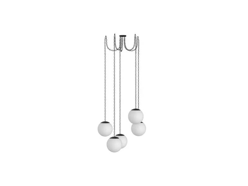 5 Pendant Black Chain Swag - White 14" Globes — Hangout Lighting LED Pendant Lights  3500K
