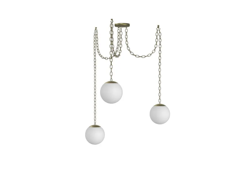3 Pendant Antique Chain Swag - 8" White Globes — Hangout Lighting LED Pendant Lights  3500K