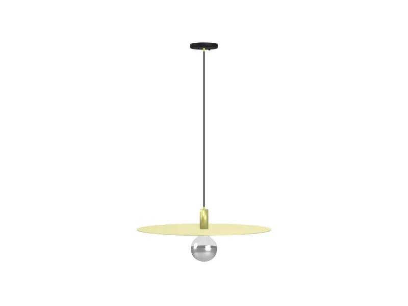 24" Brass Disk Pendant with Chrome Globe — Hangout Lighting LED Pendant Lights  2700K
