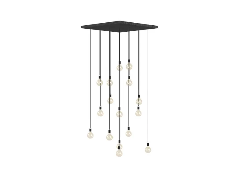 48" Square Cascading Chandelier: 5" Clear Globes — Hangout Lighting LED Pendant Lights  