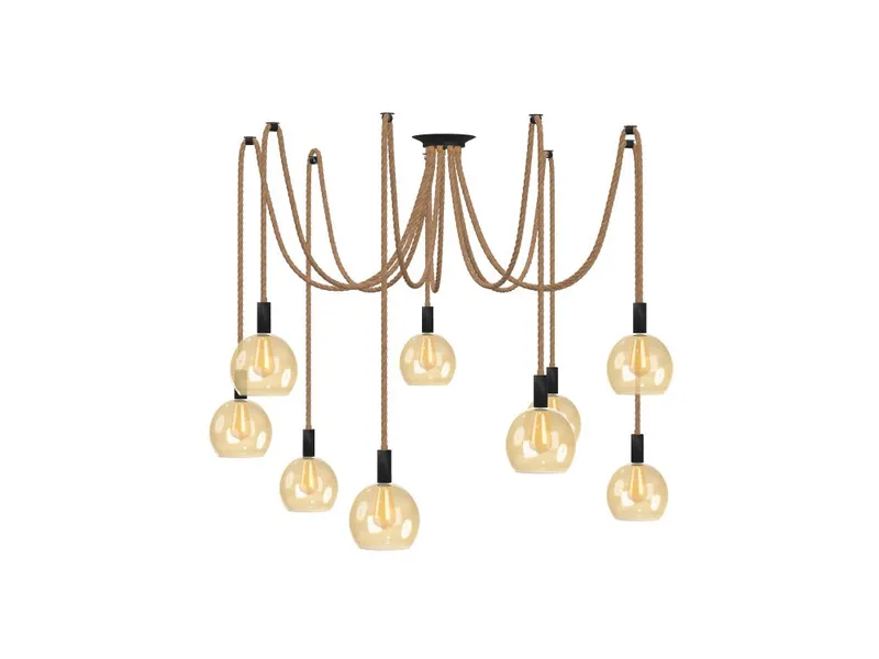 Rope Swag Chandelier: 8" Amber Globes — Hangout Lighting LED Pendant Lights  2200K