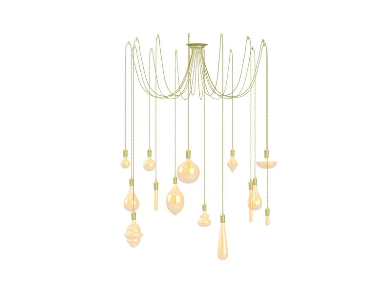 14 Pendant Swag Chandelier: Gold Twisted XL Amber Mix — Hangout Lighting LED Pendant Lights  2200K