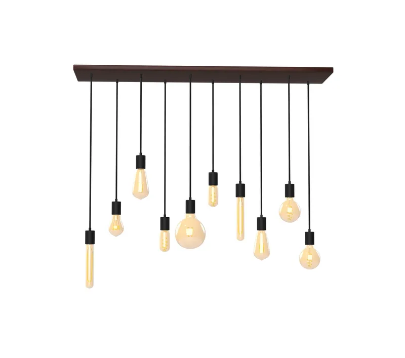 47" x 12" Wood Chandelier: Mixed Amber Bulbs — Hangout Lighting LED Pendant Lights  2200K