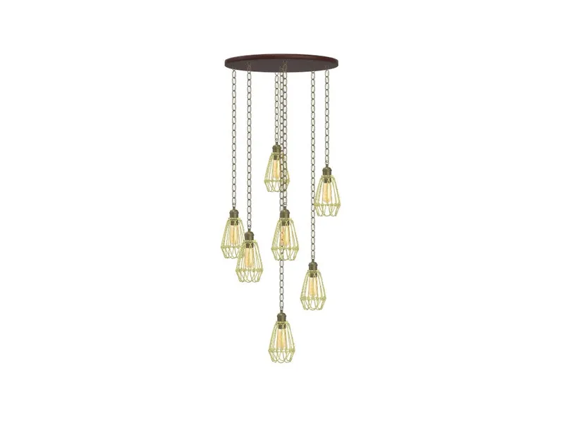 24" Round Chandelier: Brass Hinge Cage and Chain — Hangout Lighting LED Pendant Lights  2200K