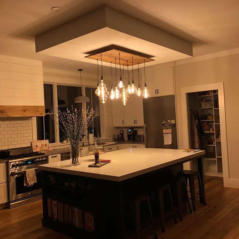 47" x 24" Wood Chandelier - XL Amber Mix — Hangout Lighting LED Pendant Lights  2200K