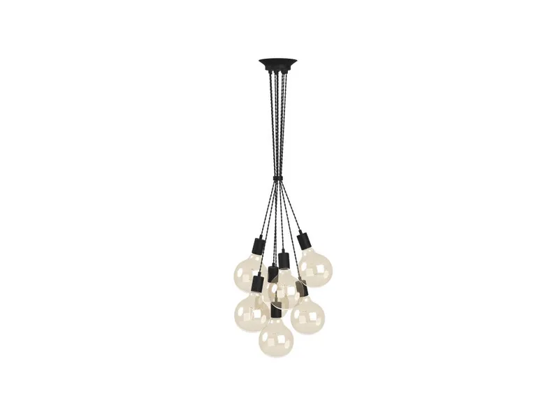 7 Pendant Bubble Cluster: Black Twisted Clear Globes — Hangout Lighting LED Pendant Lights  