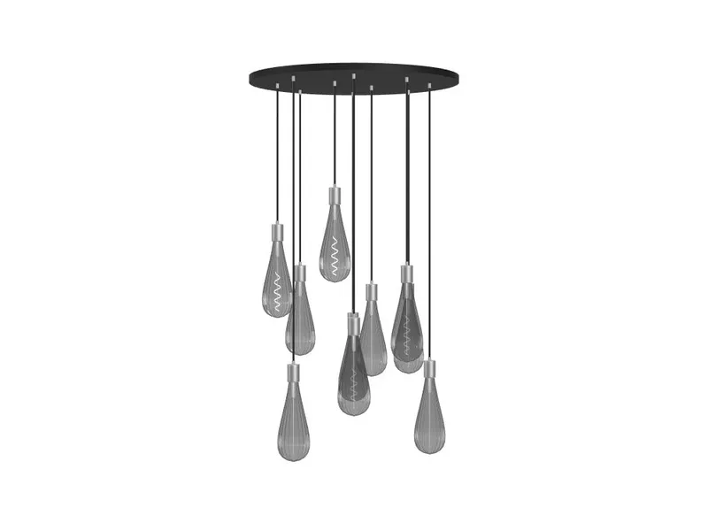 33" Round Metal Base with Smoke Teardrop — Hangout Lighting LED Pendant Lights  3500K