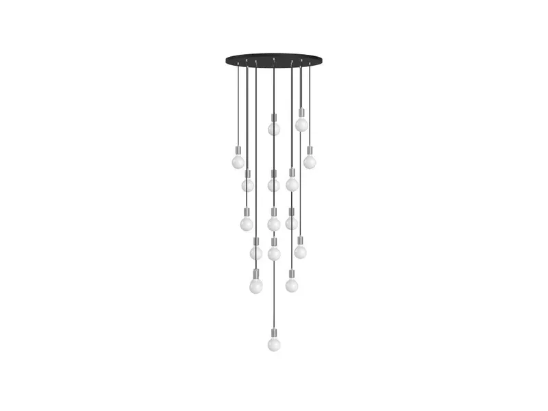 33" Round Metal Base Cascading Chandelier with 17 White Globes — Hangout Lighting LED Pendant Lights  3500K