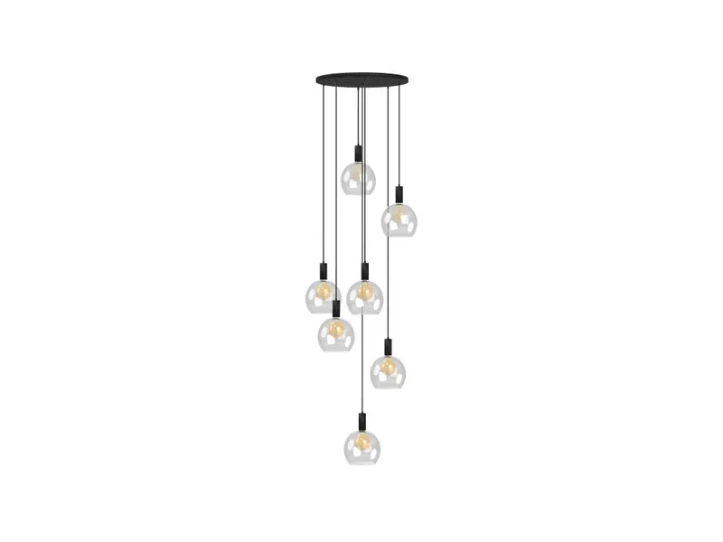24" Round Metal Base Chandelier 8" Glass Globes — Hangout Lighting LED Pendant Lights  2200K