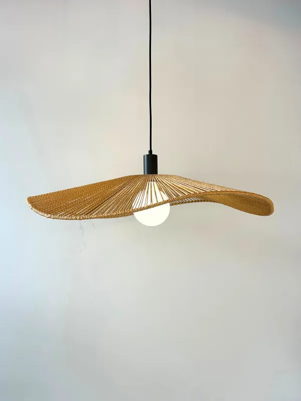 Large Wavy Woven Jute Disc Pendant — Hangout Lighting LED Pendant Lights  