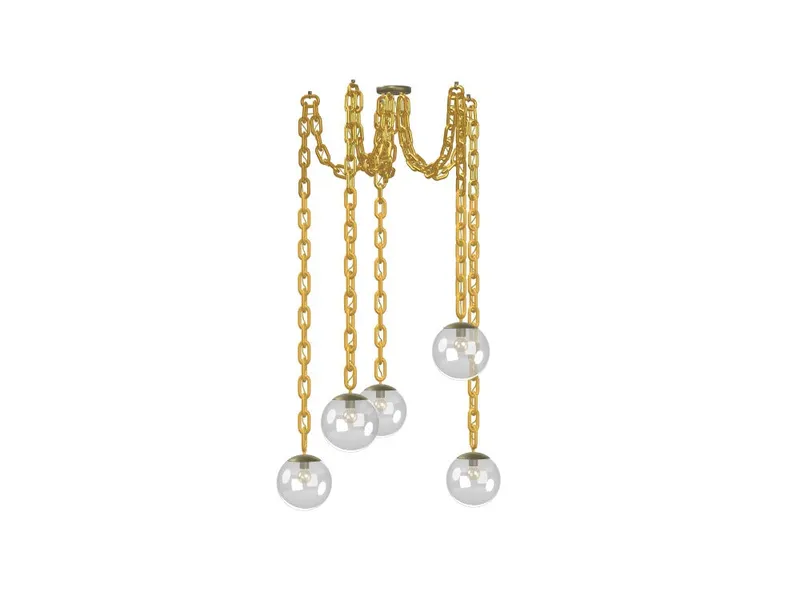 5 Pendant Thick Gold Chain Swag - Clear 10" Globes — Hangout Lighting LED Pendant Lights  