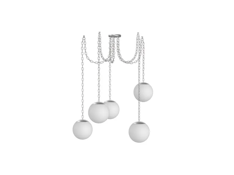5 Pendant Nickel Chain Swag - White 10" Globes — Hangout Lighting LED Pendant Lights  2200K