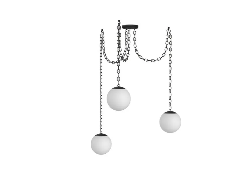 3 Pendant Black Chain Swag - White 8" Globes — Hangout Lighting LED Pendant Lights  3500K