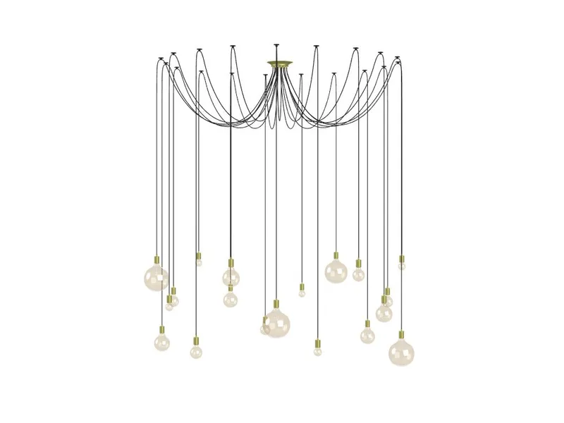 19 Pendant Black and Brass Swag - Mixed Clear Globes — Hangout Lighting LED Pendant Lights  