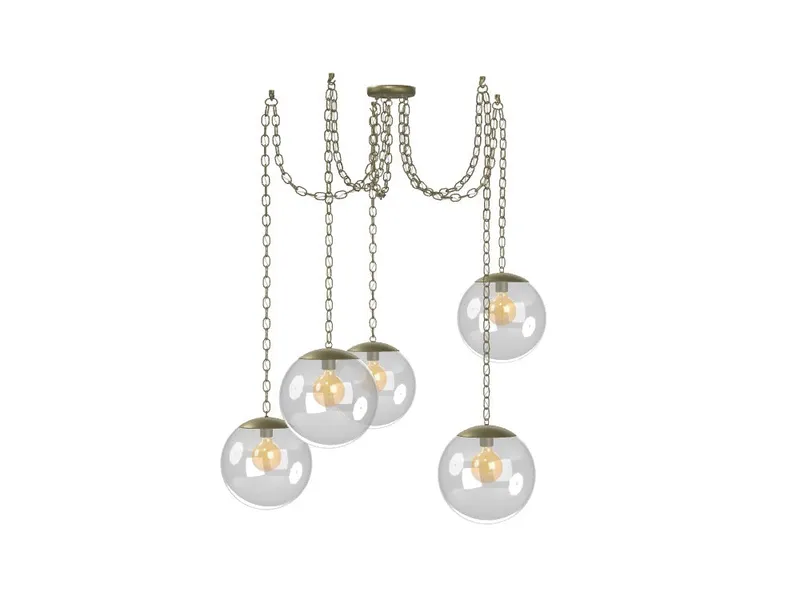 5 Pendant Antique Chain Swag - Clear 12" Globes — Hangout Lighting LED Pendant Lights  2200K