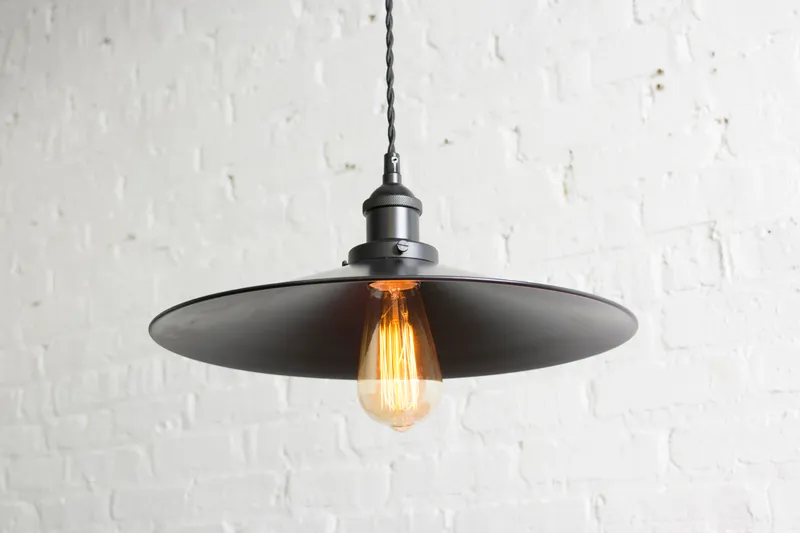 Flat Cone Pendant: Black 14" — Hangout Lighting LED Pendant Lights  2200K