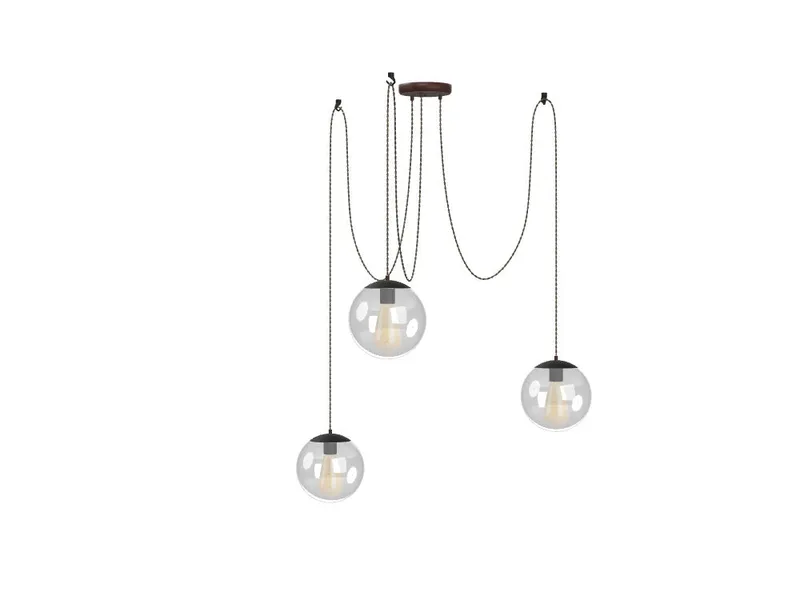 3 Pendant Twisted Taupe Swag - Clear 8" Globes — Hangout Lighting LED Pendant Lights  2200K