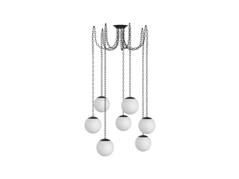 7 Pendant Black Chain Swag - White 10" Globes — Hangout Lighting LED Pendant Lights  3500K