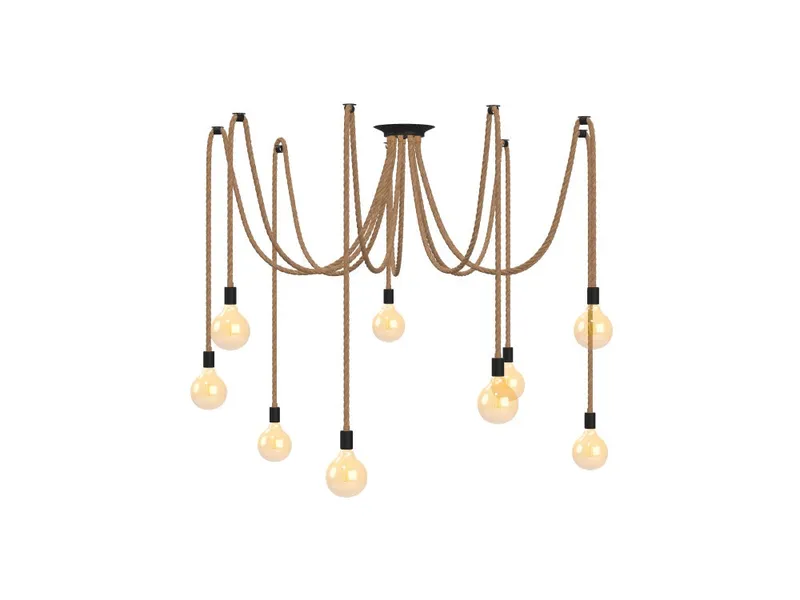 9 Pendant Rope Swag - Amber 5" Globes — Hangout Lighting LED Pendant Lights  2200K