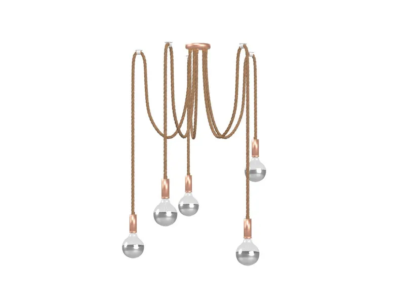 5 Pendant Rope Swag - Chrome Dipped Globes — Hangout Lighting LED Pendant Lights  2700K