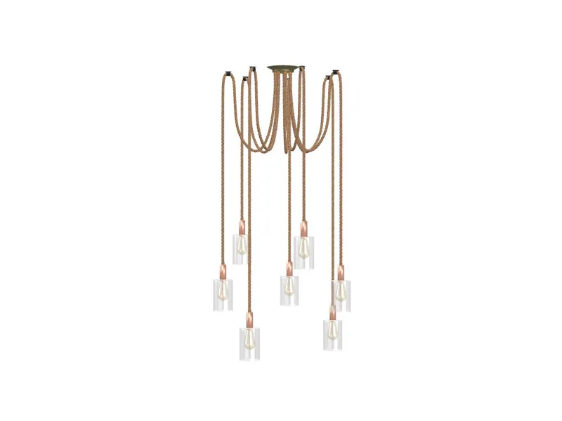 5 Pendant Rope Swag - Glass Cylinder Shades — Hangout Lighting LED Pendant Lights  