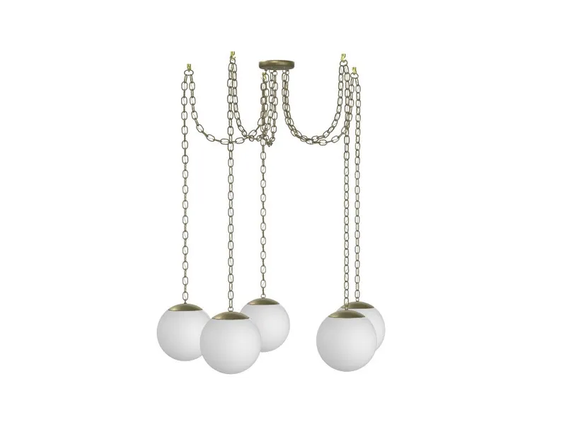 5 Pendant Antique Chain Swag - White 8" Globes — Hangout Lighting LED Pendant Lights  