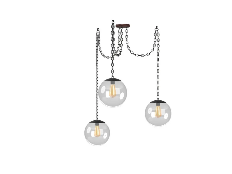 3 Pendant Black Chain Swag - Clear 12" Globes — Hangout Lighting LED Pendant Lights  2200K