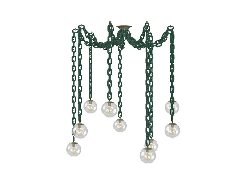 9 Pendant Thick Evergreen Chain Swag - Clear 8" Globes — Hangout Lighting LED Pendant Lights  