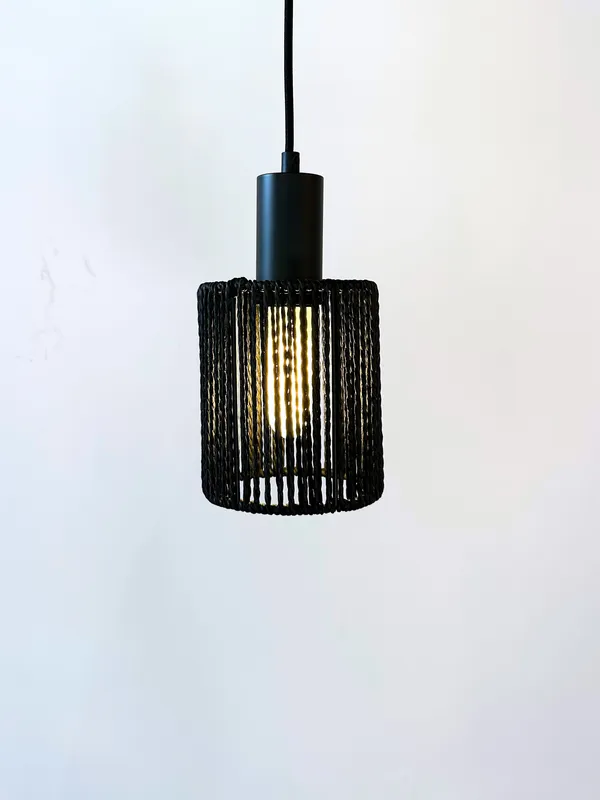 Woven Jute Cylinder Pendant — Hangout Lighting LED Pendant Lights  3000K