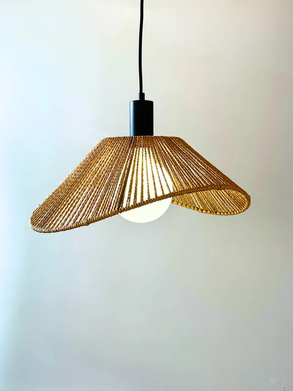 Woven Jute Organic Cone Pendant — Hangout Lighting LED Pendant Lights  3500K