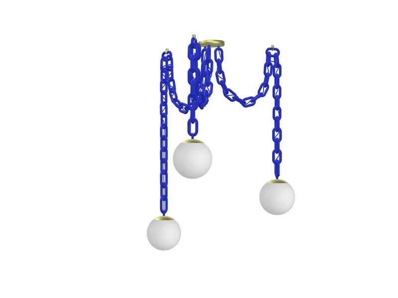 3 Pendant Thick Cobalt Chain Swag - White 8" Globes — Hangout Lighting LED Pendant Lights  2200K
