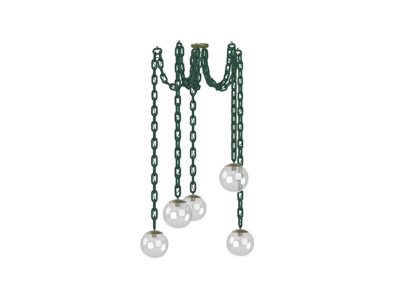 5 Pendant Thick Evergreen Chain Swag - Clear 10" Globes — Hangout Lighting LED Pendant Lights  