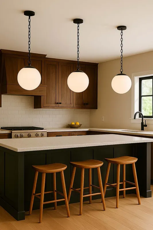 White Glass Globe Pendant Light – Custom Sizes & Finishes — Hangout Lighting LED Pendant Lights  3500K