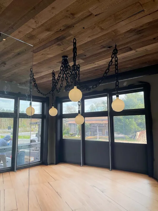 Swag Chandelier: Large Black Chain with Oversized White Globe Bulbs — Hangout Lighting LED Pendant Lights  